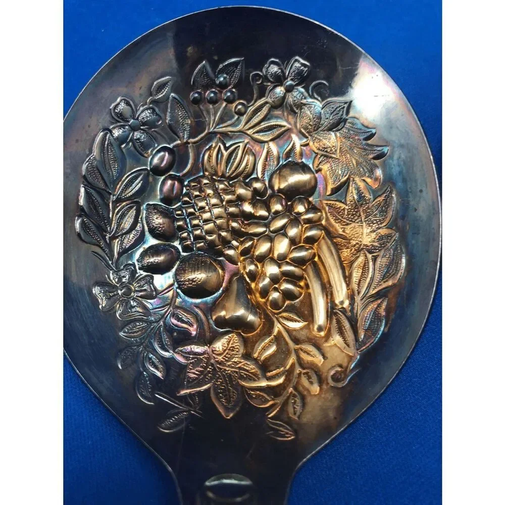 sheffield england serving spoons fruit silver multi color 2Pc